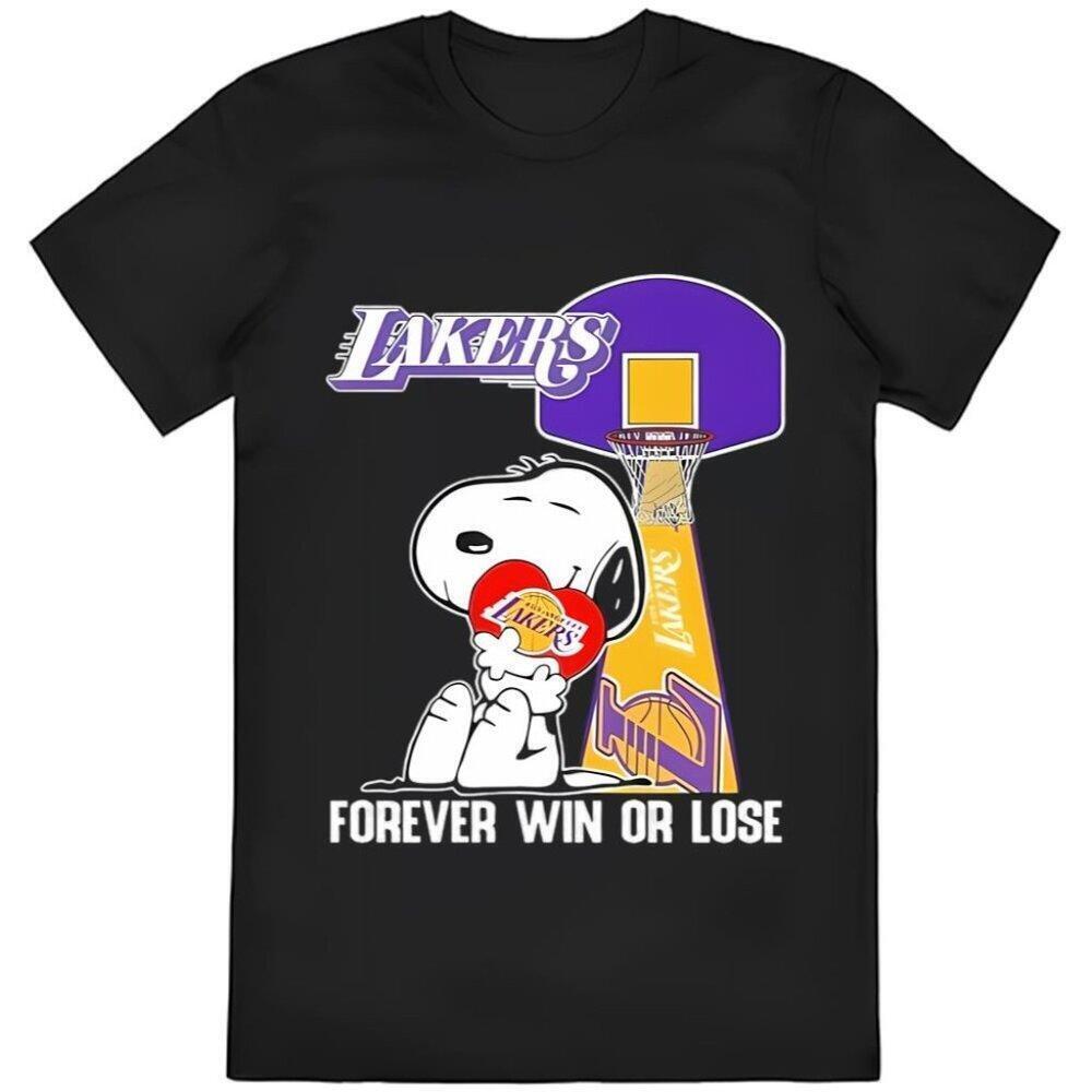 Snoopy Los Angeles Lakers Forever Win Or Lose Nba Basketball Fan Crossover Tee